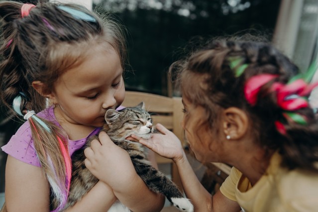 bambine con gatto per la pet therapy a Catania
